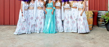 Lehnga Choli White Floral Party Dress Indian Bollywood Sari Womens Formal Wear