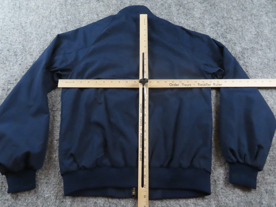 复古 Izod 夹克男式小号蓝色格子法兰绒衬里经典轰炸机外套 90 年代 — 第 4/4 张图片