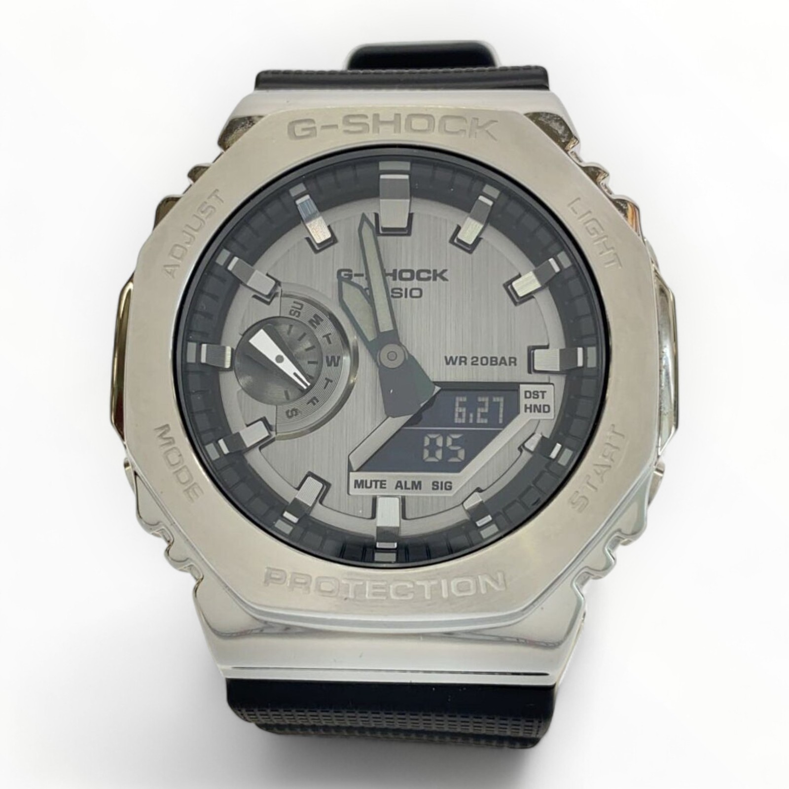 Casio Ana-Digi Quartz Watch for Men Silver Black 1.93x1.73in Model 5299