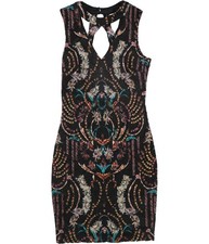 GUESS Womens Cut Out Bodycon Dress, Black, 0