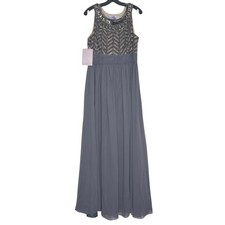 NWT JS Collections Beaded Gray Formal Gown Dress Maxi Evening Prom Gatsby 14