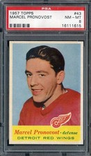 1957-58 Topps #43 Marcel Pronovost PSA 8 Red Wings HOF *ML70-503