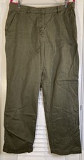 Vintage Tommy Hilfiger Chino Green Khaki Dress Pants Flat Front 100 Cotton 16