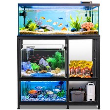 36" Modern Black Aquarium Stand for 40-50 Gallon Fish Tanks Adjustable Storage