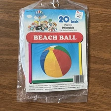 VTG 1998 Swim N Play Sun N Fun Rare Inflatable 20" Inch Beach Ball Vinyl Vintage