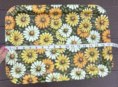 VTG Metal TV Marsh Allen Lap Tray Daisy Retro Flowers 60s 70s