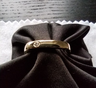 Solitär Brillant Ring 0,03 ct., 585/14 K, Gelbgold, 2,8 g, Größe 53