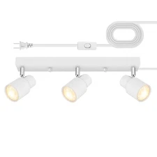 Plug-in Track Lighting LED, Track Light Fixtures Ceiling, White 3-Light Ceili...