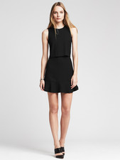 Banana Republic Dress Women 2 Black Crepe Cutout Mini Capsule Career Fit Flare