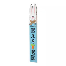 42 In. H Wooden Double-Sided Easter Welcome Porch Sign with Bunny Ears