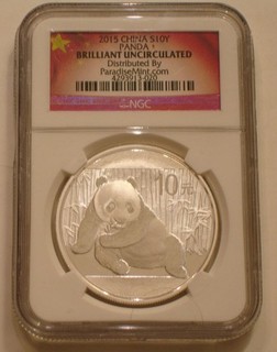 2015 SILVER 10 Yuan PANDA of China NGC BU Gem .999 Fine 1 oz ASW