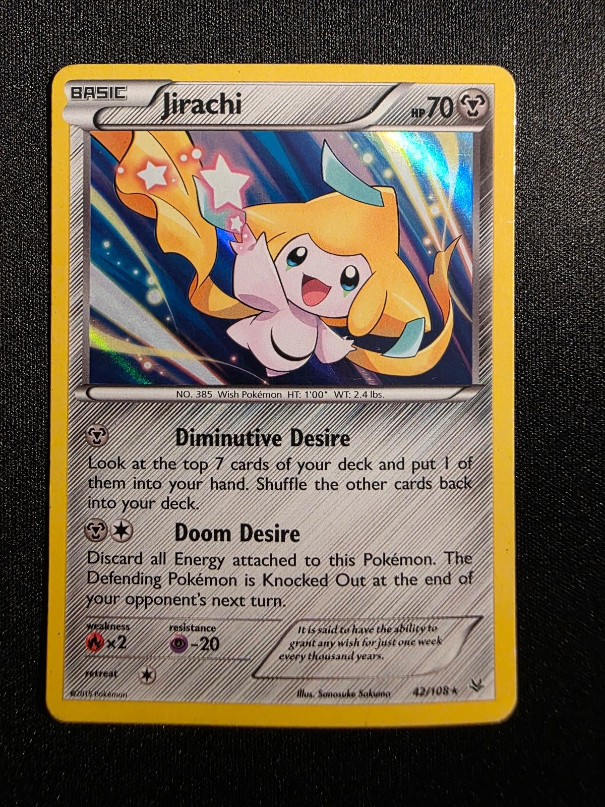 Jirachi 42/108 Roaring Skies Rare Holo Moderately Played