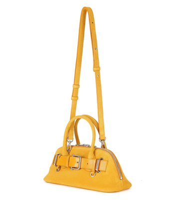 OSOI ZIP BROCLE MINI Suede Mustard Combi Genuine Leather Shoulder