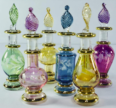 Egyptian Perfume Bottles Mouth Blown Glass Genie Bottles Potion Perfume Bottles