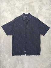 Nat Nast Shirt Mens Medium Black Silk Luxury Originals Button Down Short Sleeve