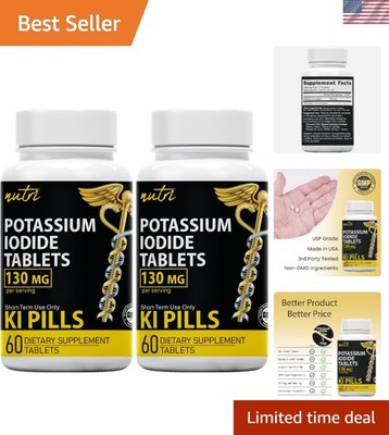 Potassium Iodide Tablets 130mg 120 Count Iodine Radiation Exposure Nuclear Pills
