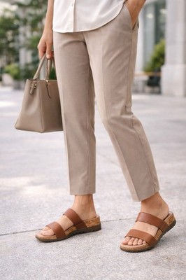 Bottero Brown Leather Cork Slide Sandals Women s Size 7 Comfort Workwear