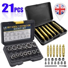 21x Damaged Screw Extractor Remover Socket Set for Stripped Head Screw Nuts Bolt