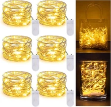 Christmas Fairy Lights - 6 PCS String Light Indoor Battery Operated Yellow 