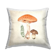 Woodland Botanical Pillow Cover 18x18 Beige Forest Nature Decor Cushion