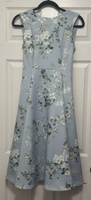 Calvin Klein Faux Wrap Dress Size 2 Blue Floral High Low Midi Garden Cottage