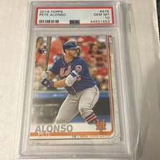 Topps 2019 Pete Alonso #475 PSA 10 Mets Rookie Base Batting Baseball Card. rookie card picture