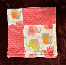 Blankets  Beyond Pink Elephant Patchwork Baby Blanket Plush Sherpa White 30x32