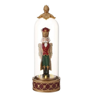 Regency Red & Green Nutcracker Cloche MTX73352 LED BTRY Timer
