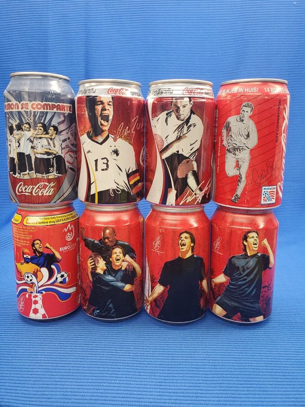 Lot of 8 - Vintage Coca-Cola FIFA WORLD CUP SOCCER - 330/354ml Foreign Soda Cans