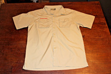 Boy Scouts of America BSA Men's Shirt Tan Large Plain No Patches Short Sleeve
