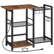 Bakers Rack with Power Outlet, Microwave Stand with Pots Rack, Kitchen Stand,...
