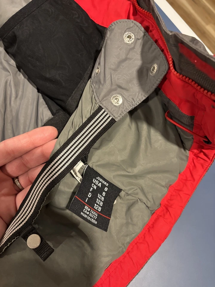 Boys Red/Gray/Black Ski Outfit Sz 8 Ski Jacket - Sz M Ski Pants GUC Adjustable - Image 4 of 4