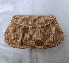 Vintage Fully Bead Clutch Purse Ivory Evening Formal Japan Small