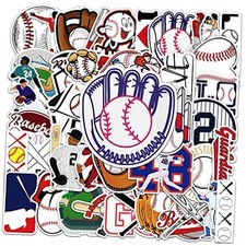 50pcs Baseball Stickers Waterproof Vinyl Baseball Tattoos for Kids Teens Boys