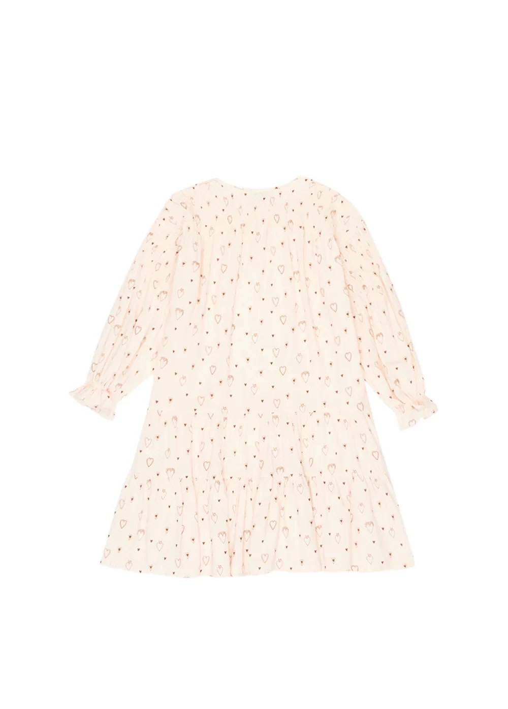 Girl's The New Society Margot Dress Beige Heart Print Long Sleeves Smocked 4 NWT
