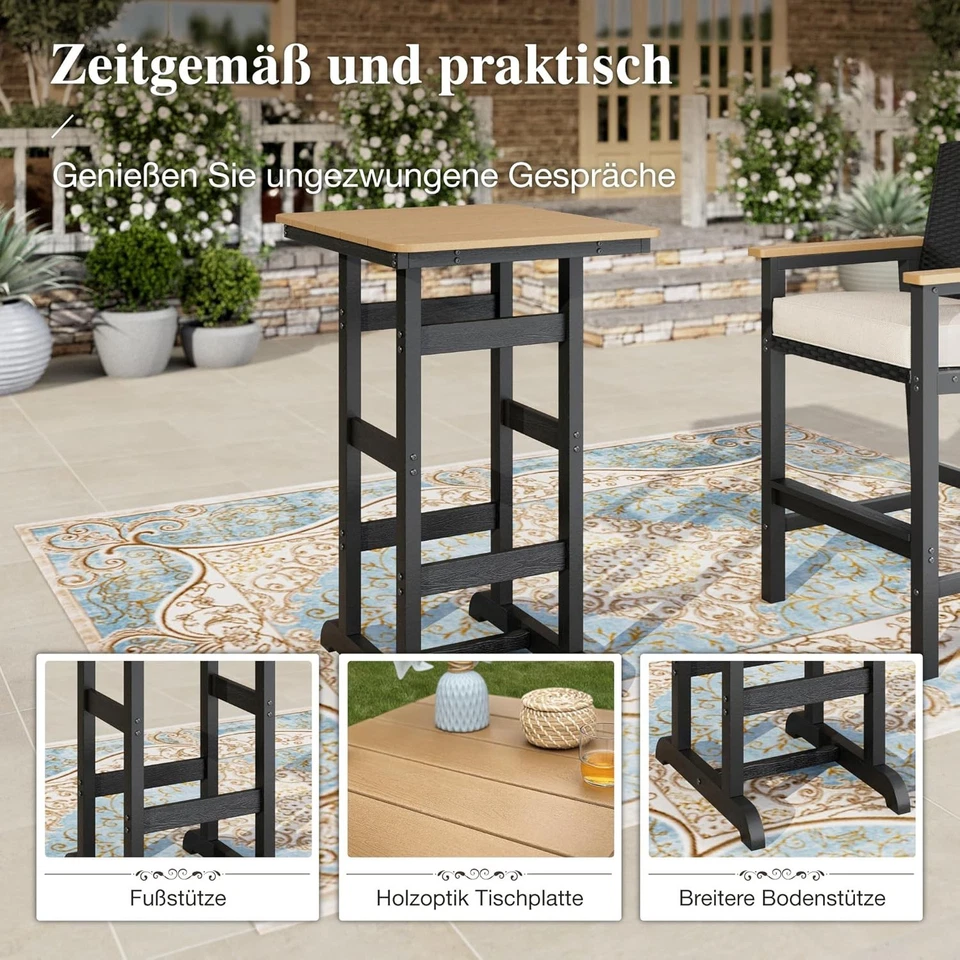 Polyrattan Gartenbar Set Gartenmöbel Sitzgruppe Rattan Bar Tresen Barset Tisch - Bild 3 von 4