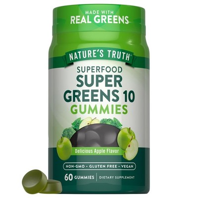 Super Greens Gummies | 60 Count | Vegan & Non-GMO Supplement | Made with Real...
