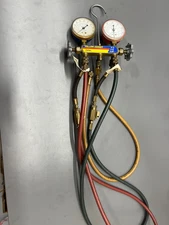 RITCHIE YELLOW JACKET TEST AND CHARGING MANIFOLD GAUGES R12 R22 R502 W HOSES