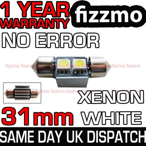 31mm 2 SMD LED 269 C5W CANBUS ERROR WHITE INTERIOR LIGHT HEAT SINK FESTOON BULB