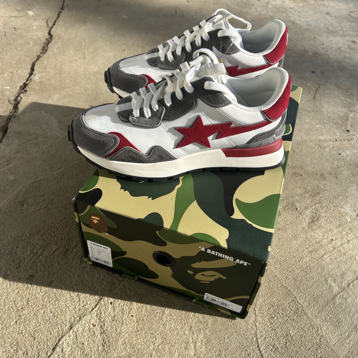 Bathing Ape Roadsta Express Vibram Red Gray Size 10 NEW BAPE Bathing Ape Roadsta Express Vibram Red Gray Size 10 NEW BAPE