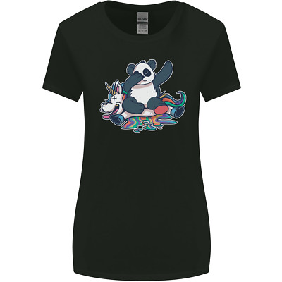 Dabbing Panda Squashing a Unicorn Funny Womens Wider Cut T-Shirt