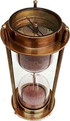 Maritime Messing Sand Timer Sanduhr mit Maritim Messing Kompass Tischdeko