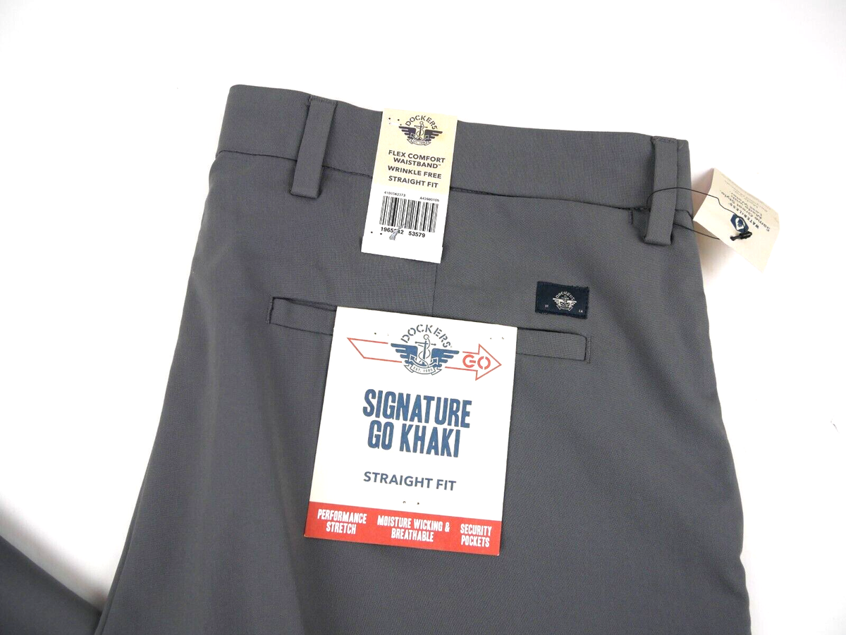 ＊s Dockers Signature Go Straight Fit Khaki Smart 360 Tech Pants 40 x