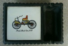 Porcelain Motif Tile Ashtray: Ford's First Car 1896