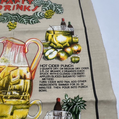 VTG New Dish Tea Towel Party Drinks Recipes Linen Cotton Cocktails Drinks Bar * - Picture 5 of 14