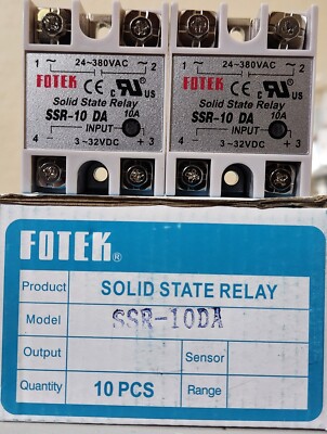 Fotek Solid State Relay SSR-10DA Module 3-32 VDC to 24-380 VAC, 10A max