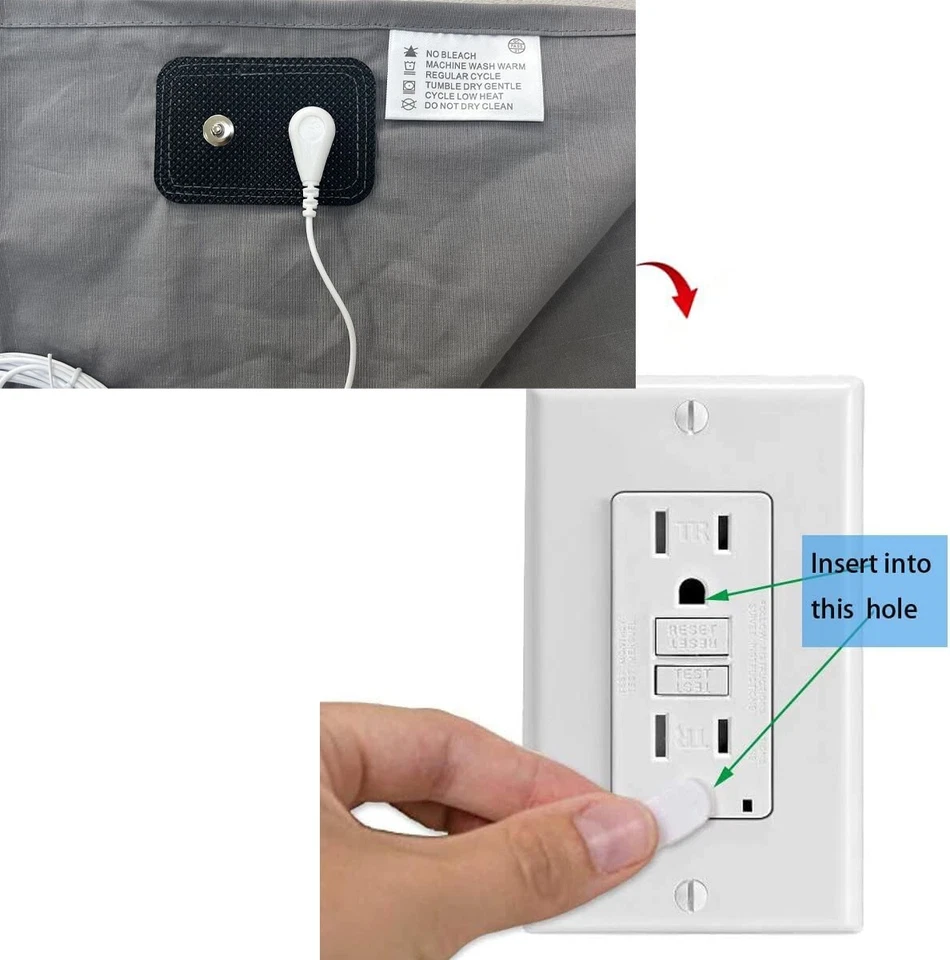 Funda de almohada 13 % fibra plateada con cable de conexión conexión a tierra/poner a tierra Foto 2 de 4