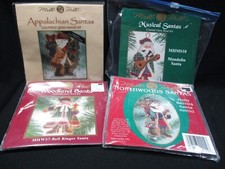Lot of 4 Mill Hill Santa Kits Holly Berries/Mandolin/Bell Ringer/Allegheny