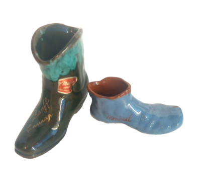 Vintage McMaster Craft Banff Canada Boot & Blue Rustic Shoe Montreal Souvenirs