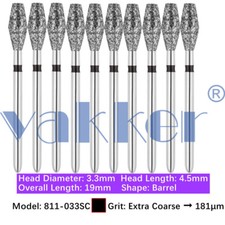 10/pk Dental FG Diamond Burs Barrel Burs for High Speed 811-033SC Super Coarse